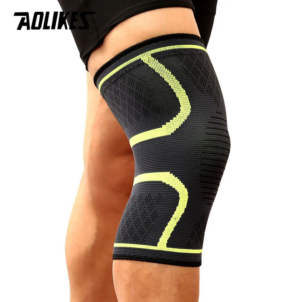 AOLIKES 1 Stück Fitness Laufen Radfahren Knieunterstützungsbandage Elastisches Nylon Sport Kompressions-Kniepolster-Ärmel für Basketball