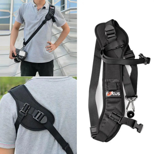 Hochwertiger Focus F-1 Quick Carry Speed Sling, weiches Schultergurt- und Nackenband für DSLR-Kamera, schwarz.