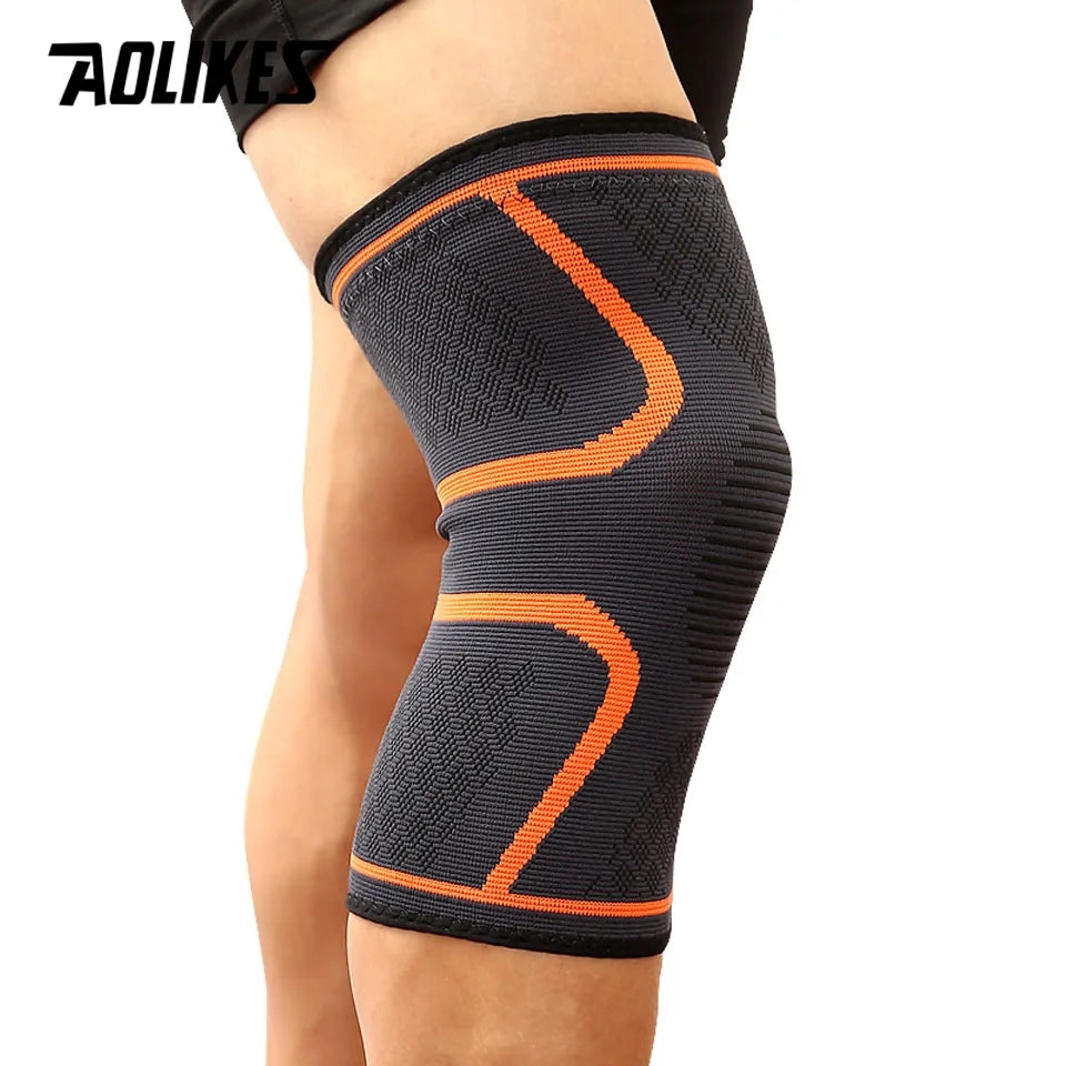 AOLIKES 1 Stück Fitness Laufen Radfahren Knieunterstützungsbandage Elastisches Nylon Sport Kompressions-Kniepolster-Ärmel für Basketball