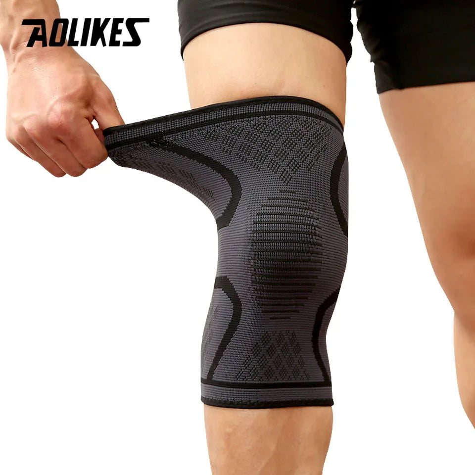 AOLIKES 1 Stück Fitness Laufen Radfahren Knieunterstützungsbandage Elastisches Nylon Sport Kompressions-Kniepolster-Ärmel für Basketball