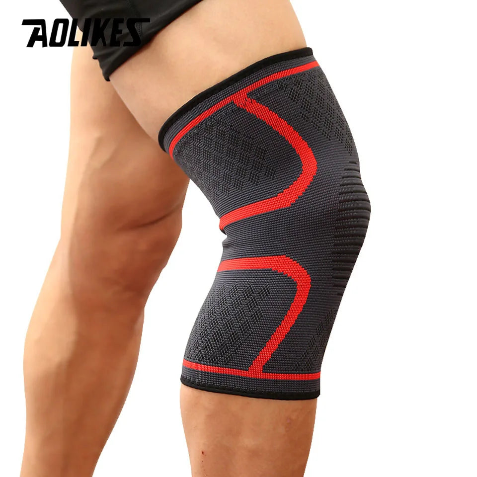 AOLIKES 1 Stück Fitness Laufen Radfahren Knieunterstützungsbandage Elastisches Nylon Sport Kompressions-Kniepolster-Ärmel für Basketball