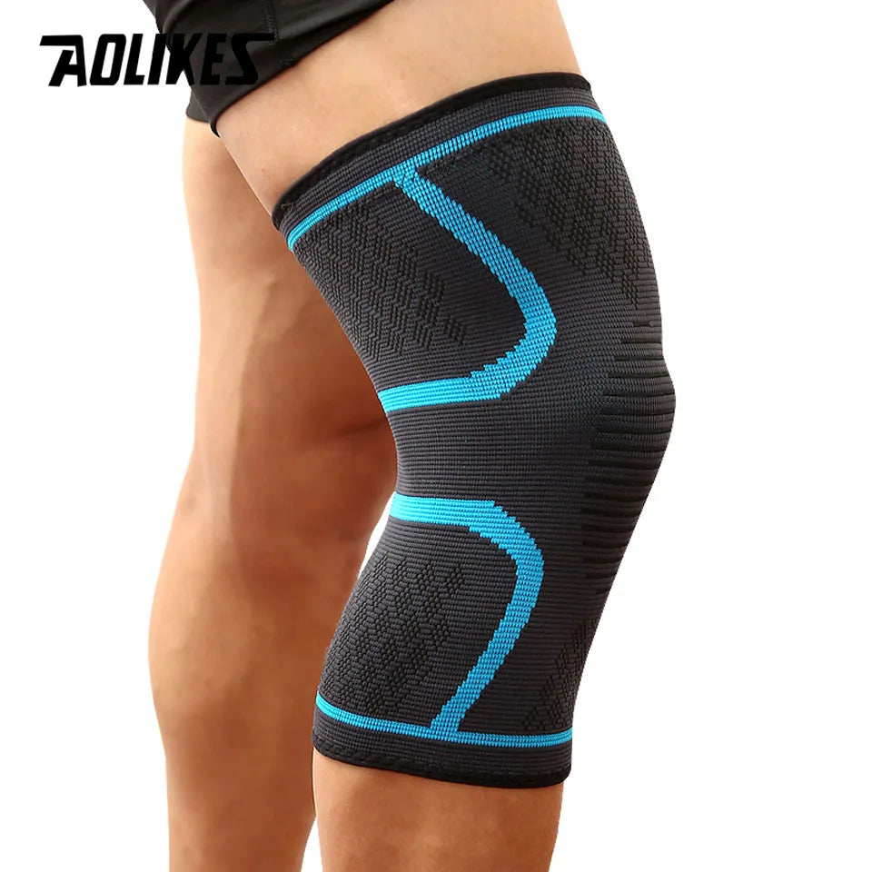 AOLIKES 1 Stück Fitness Laufen Radfahren Knieunterstützungsbandage Elastisches Nylon Sport Kompressions-Kniepolster-Ärmel für Basketball