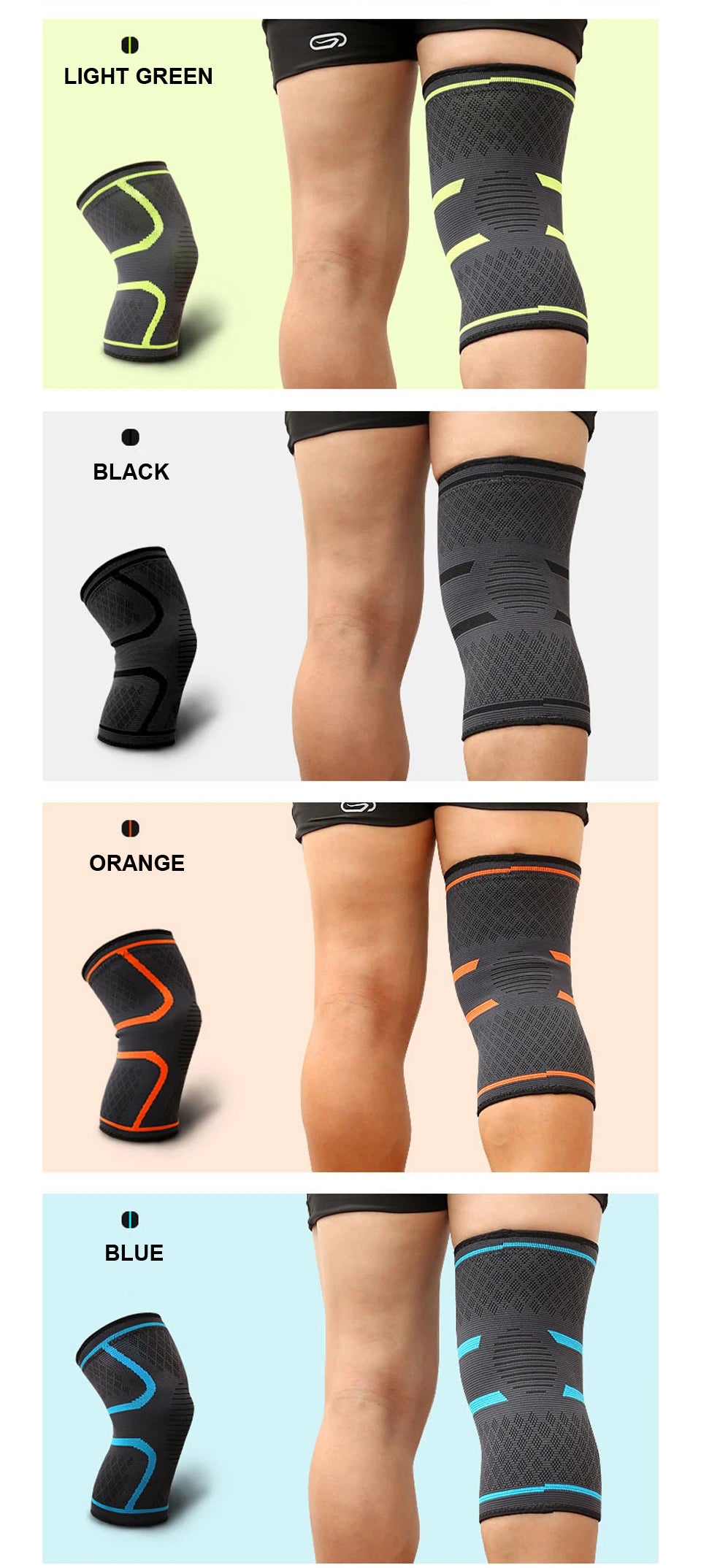 AOLIKES 1 Stück Fitness Laufen Radfahren Knieunterstützungsbandage Elastisches Nylon Sport Kompressions-Kniepolster-Ärmel für Basketball