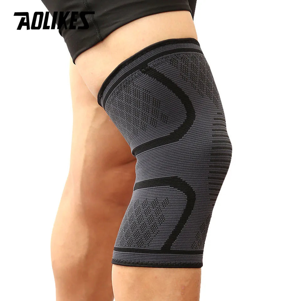 AOLIKES 1 Stück Fitness Laufen Radfahren Knieunterstützungsbandage Elastisches Nylon Sport Kompressions-Kniepolster-Ärmel für Basketball