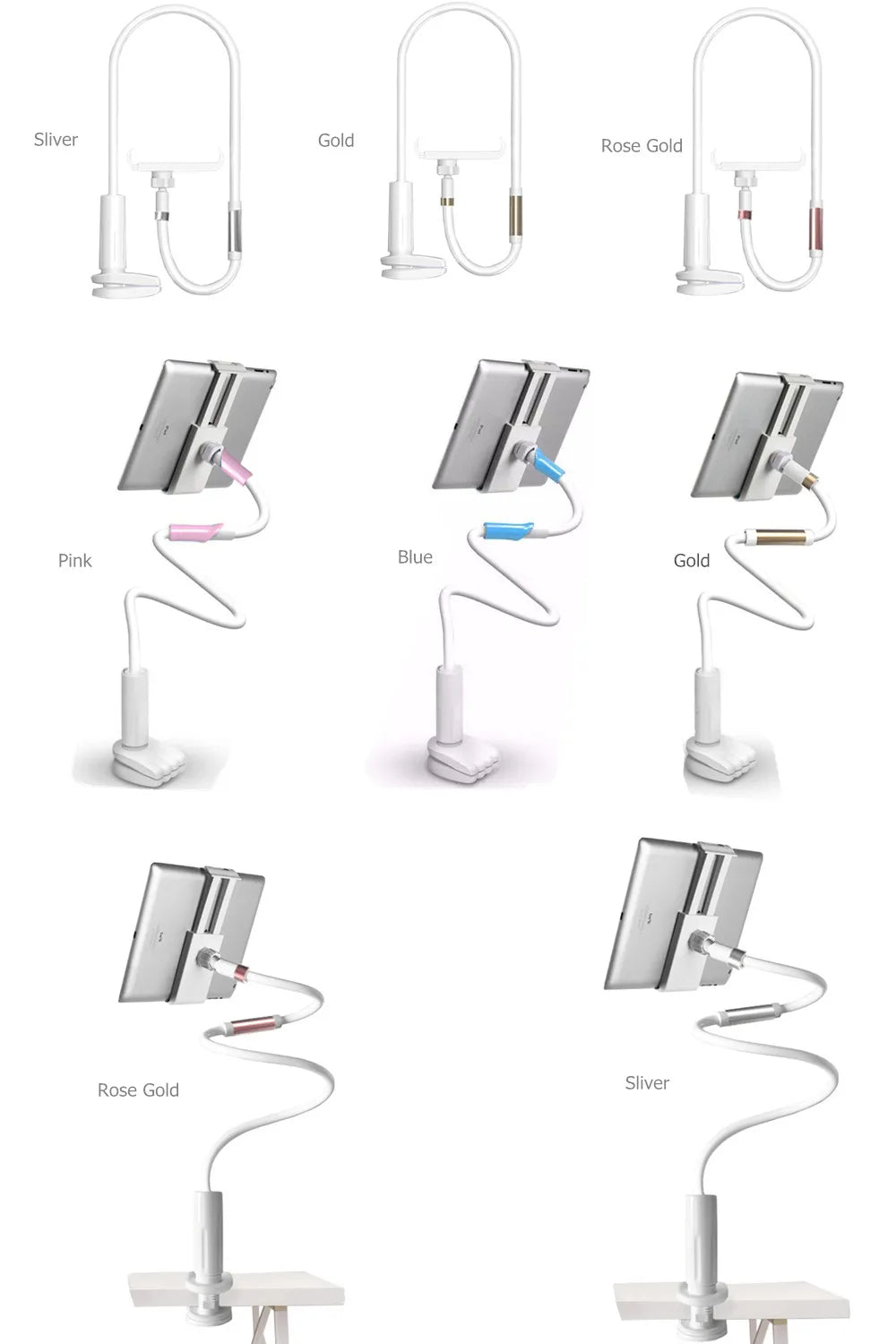 Desktop Telefon-Tablet-Ständer 130 cm, verstellbarer Halter für Tablets von 4,0 bis 11 Zoll, Tablet-PC-Ständer, Metallstütze