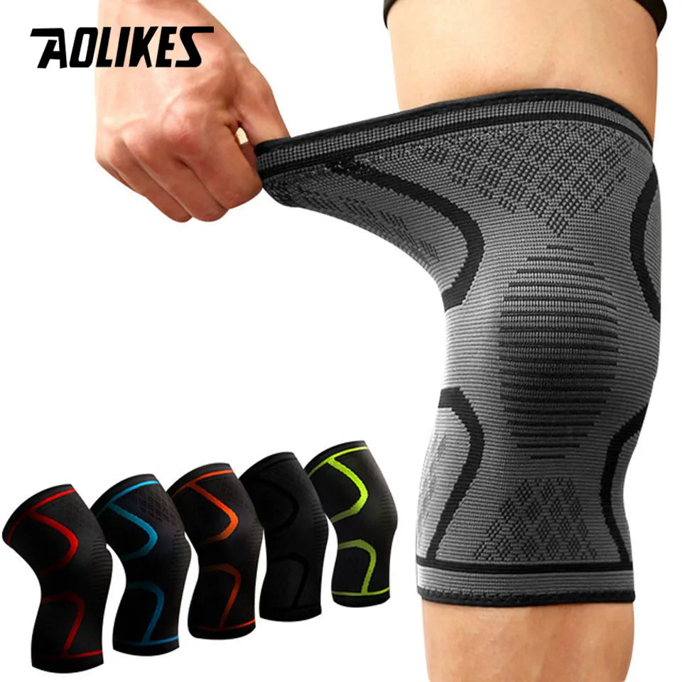 AOLIKES 1 Stück Fitness Laufen Radfahren Knieunterstützungsbandage Elastisches Nylon Sport Kompressions-Kniepolster-Ärmel für Basketball